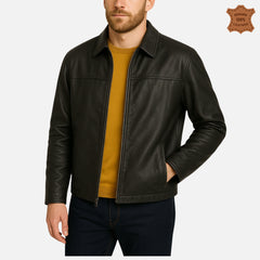 ZINOSKINS Men’s Black Leather Jacket – 100% Real Leather, Premium Quality 001