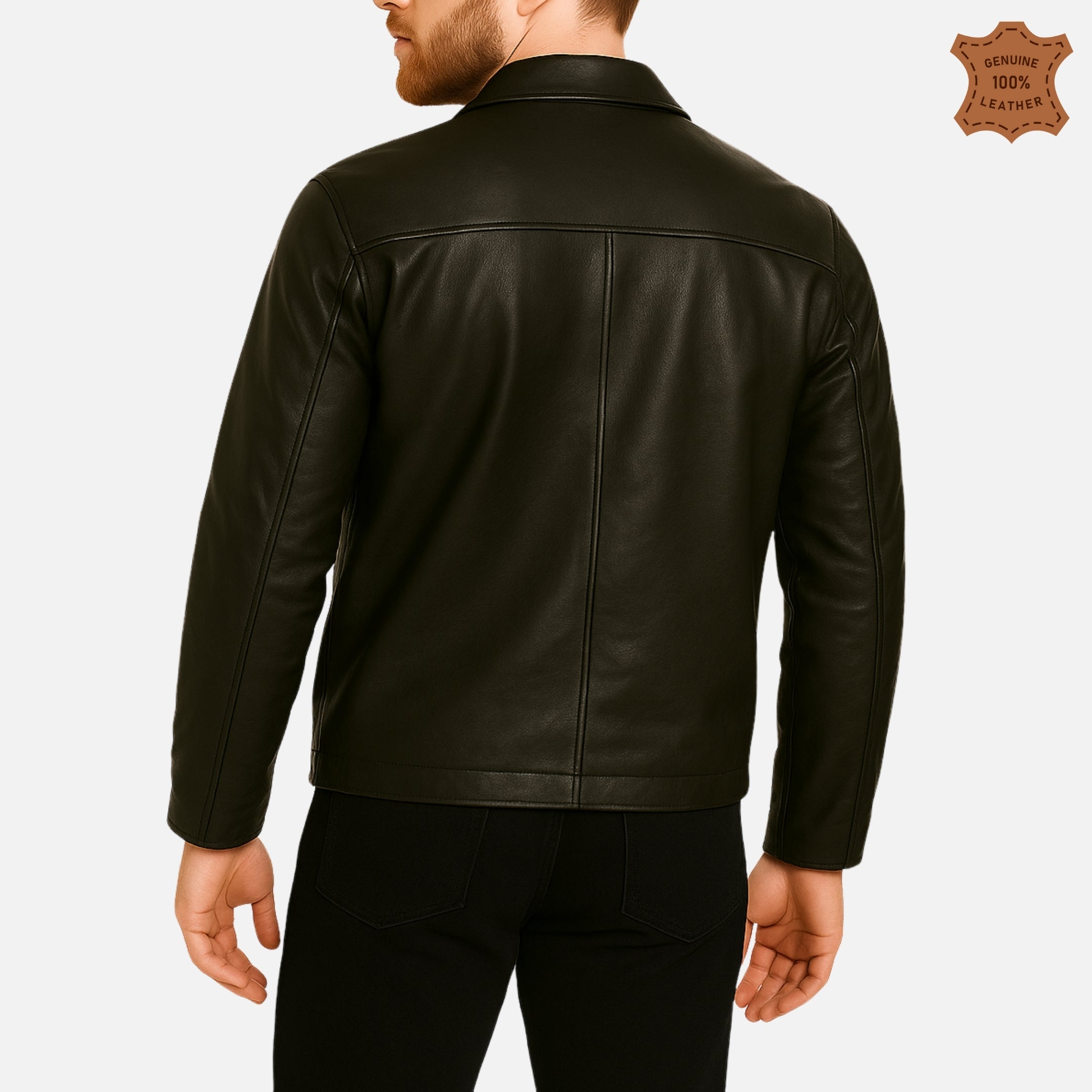 ZINOSKINS Men’s Black Leather Jacket – 100% Real Leather, Premium Quality 001