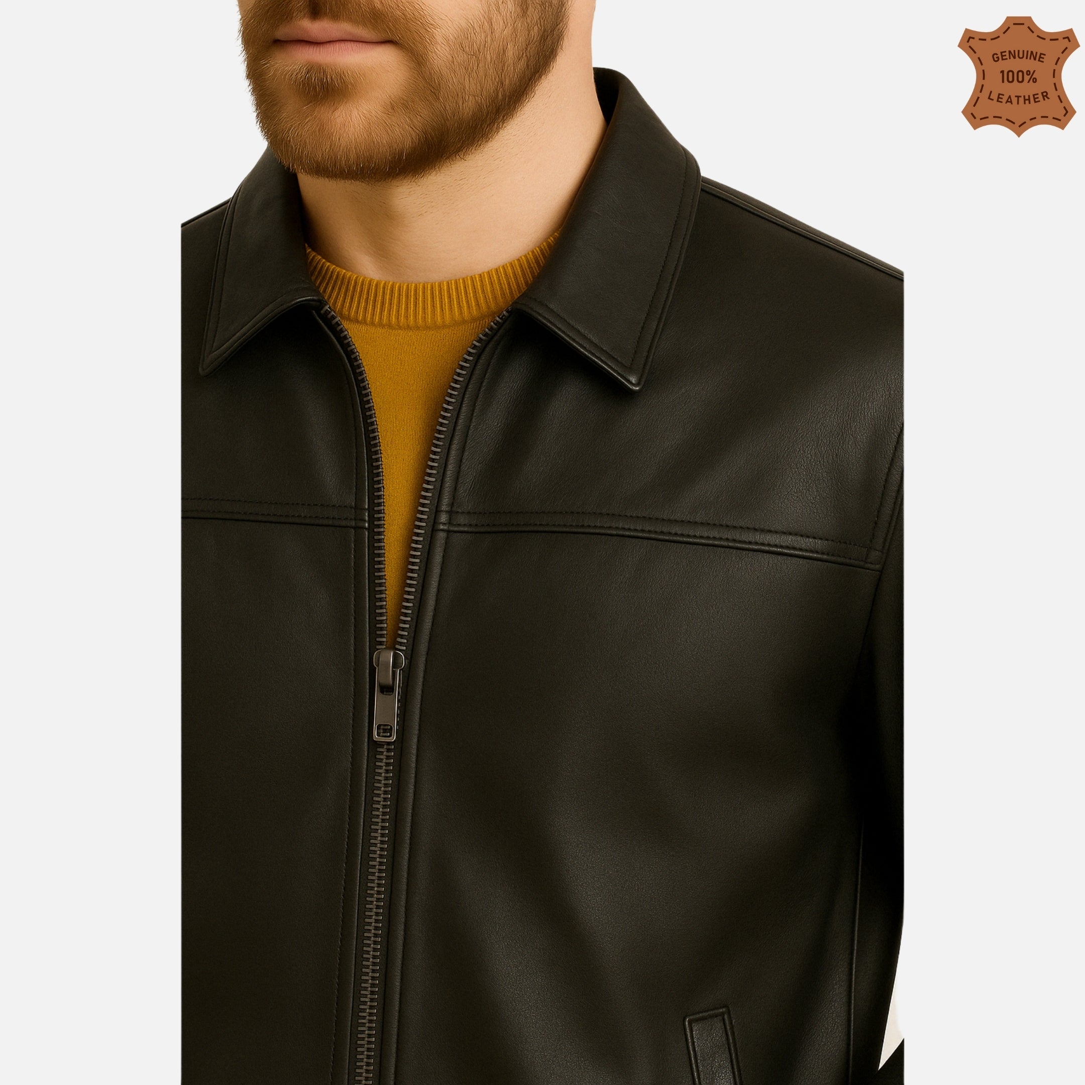 ZINOSKINS Men’s Black Leather Jacket – 100% Real Leather, Premium Quality 001