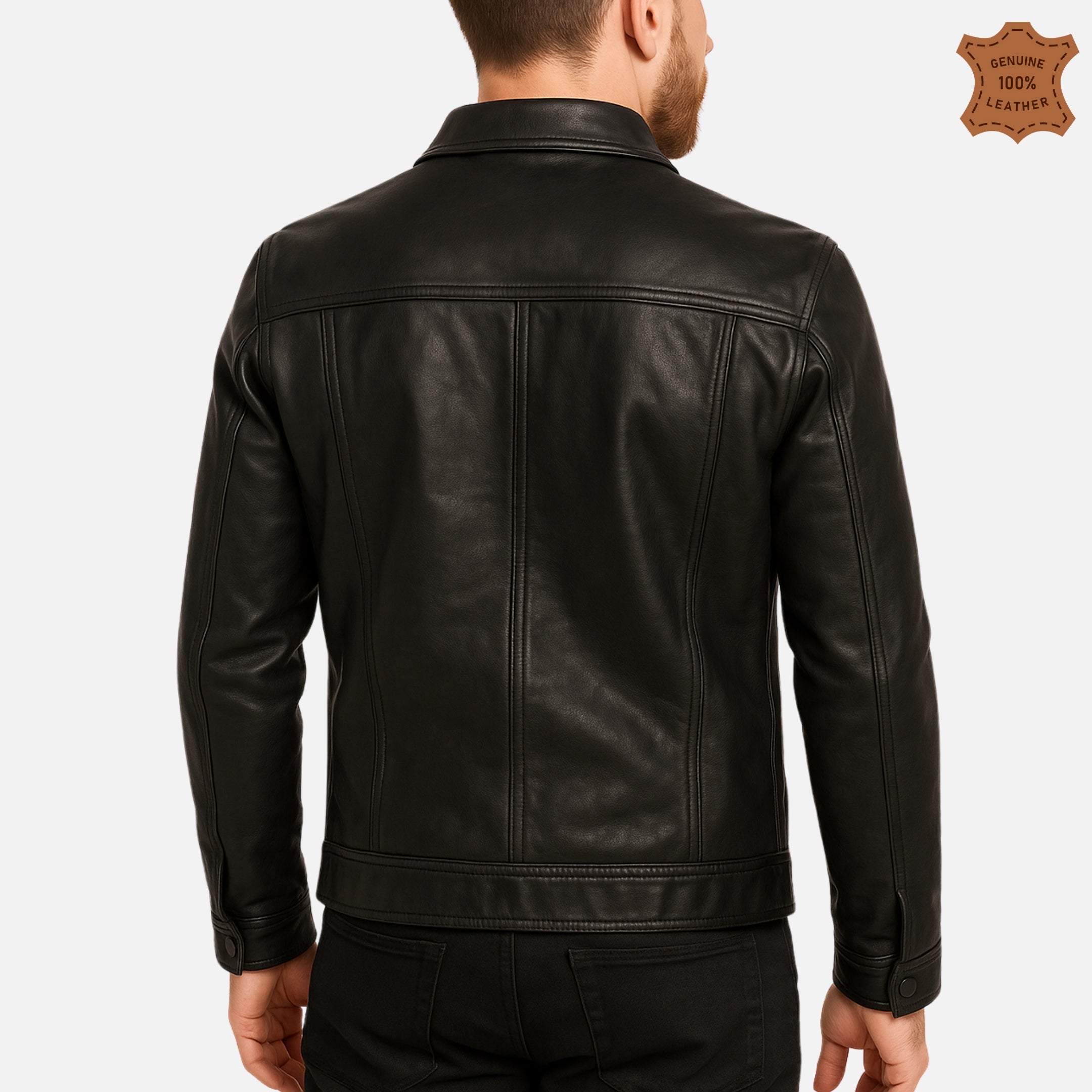 ZINOSKINS Men’s Black Leather Jacket – 100% Real Leather, Premium Quality 002