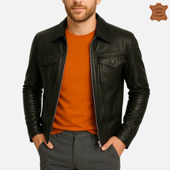 ZINOSKINS Men’s Black Leather Jacket – 100% Real Leather, Premium Quality 006