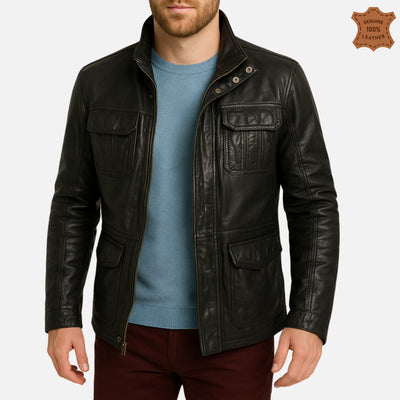 Mens Leather Jacket 100% Real Leather, Premium Quality 009 | ZINOSKINS
