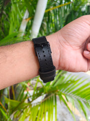 Zinoskins Full Stitch Self (Black Thread) Premium Black 100% Real Leather Strap Compatible for Apple Watch – Timeless & Elegant