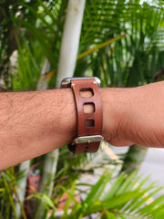 Zinoskins Square Cut Premium Tan 100% Real Leather Strap Compatible for Apple Watch  – Bold, Breezy & Built for Style