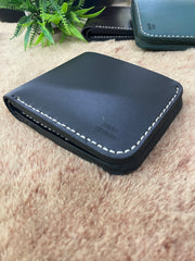 Mens Premium Leather Wallet Slim Minimalistic Style 100% Real Leather Black Color