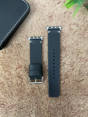 Black Leather White Simple Stitch Style Straps for Apple Watch + Same Color Never Give Up Mode Style Art Leather Case for Iphone All Models | ZINOSKINS