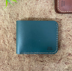 Mens Premium Leather Wallet Slim Minimalistic Style 100% Real Leather Bottle Green Color