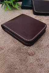Mens Premium Leather Wallet Slim Minimalistic Style 100% Real Leather Dark Brown Color