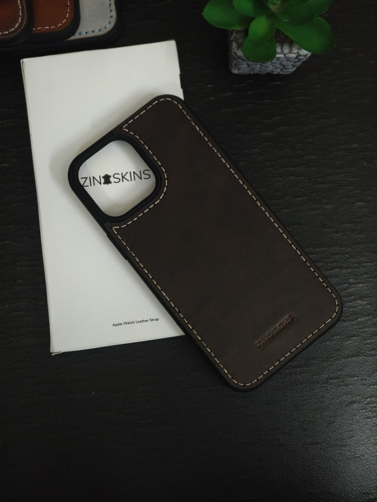 Leather Mobile Cover for Iphone Compatible with Iphone #M102-Dark Brown ( 100% Real Leather )