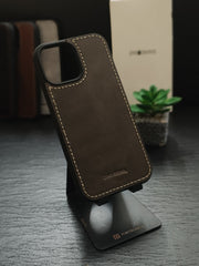 Leather Mobile Cover for Iphone Compatible with Iphone #M102-Dark Brown ( 100% Real Leather )