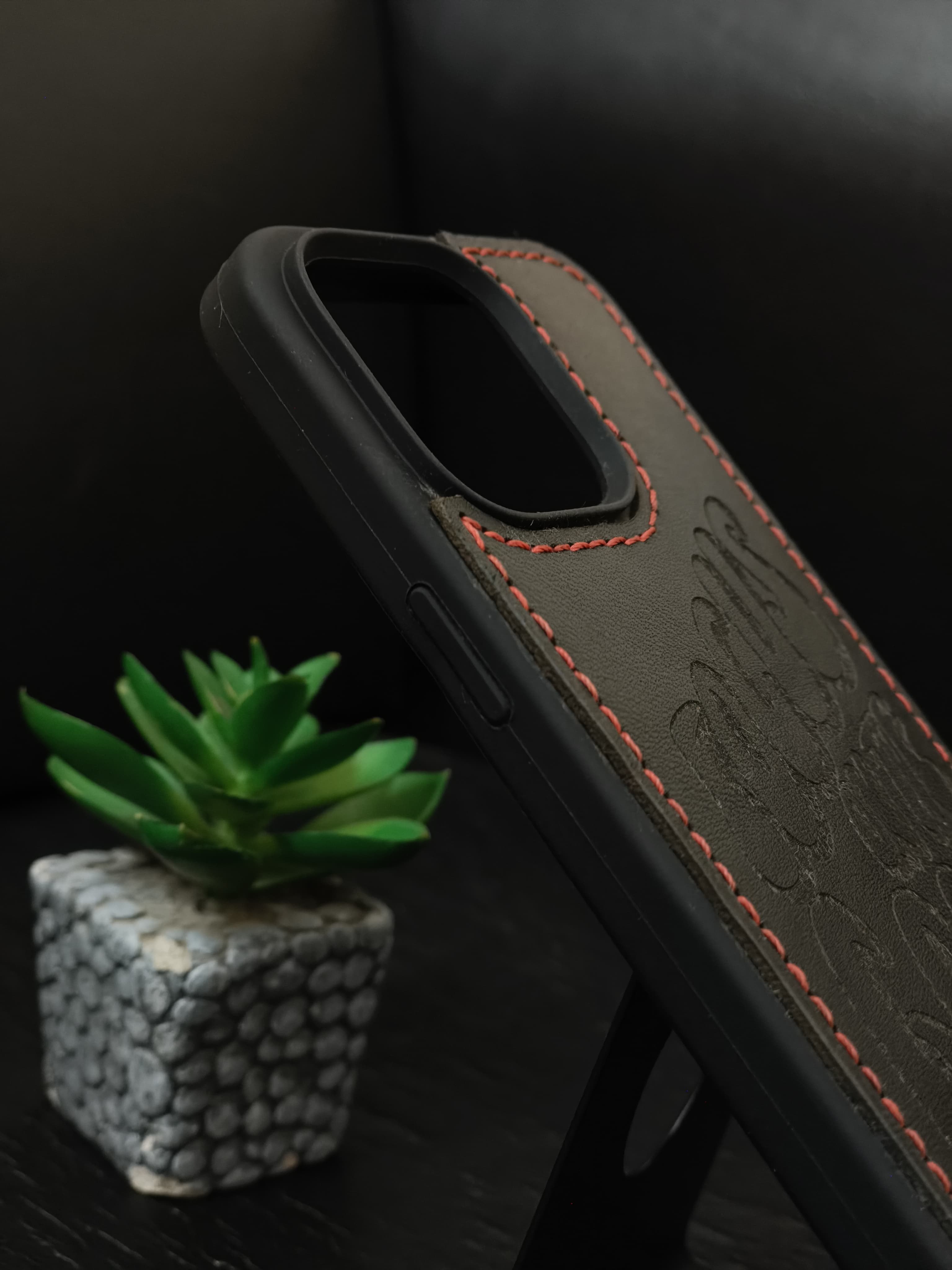 Leather Mobile Cover Compatible with iPhone Black Color ( 100% Real Leather ) #M104