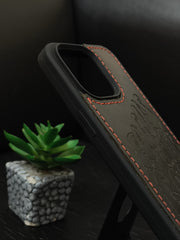 Leather Mobile Cover Compatible with iPhone Black Color ( 100% Real Leather ) #M104