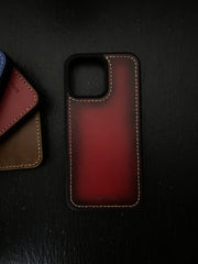 Red Edge Tone Leather With Ivory Thread Full Stitch Style Straps for Apple Watch + Same Color Leather Case For Iphone All Models | ZINOSKINS