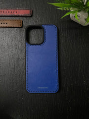 Blue Leather With Blue Thread Full Stitch Style Straps for Apple Watch + Same Color Leather Case For Iphone All Models | ZINOSKINS