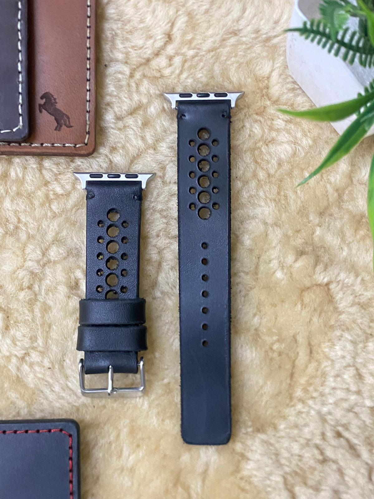 Black Leather Strap N Band Style Band for Apple Watch | ZINOSKINS