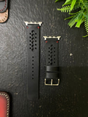 Black Leather Red N Band Style Straps for Apple Watch + Same Color Dream it Believe it Leather Case for Iphone All Models | ZINOSKINS
