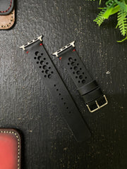 Black Leather Strap With Red Thread N Band Style Band for Apple Watch | ZINOSKINS