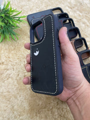 Leather Case for iPhone 12 Mini Back Cover With Romantic Moon Cut Art | Zinoskins