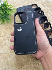 Leather Case for iPhone 12 Mini Back Cover With Romantic Moon Cut Art | Zinoskins