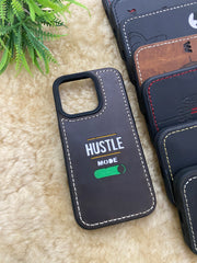 Leather Case for iPhone 15 Back Cover With Hustle Mode On Cut Art | ZINOSKINS