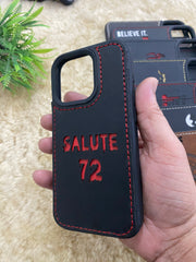 Leather Case for iPhone 11 Pro Back Cover With Salute &2 Cut Art | ZINOSKINS