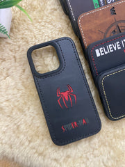 Leather Case for iPhone 11 Pro Back Cover With Spiderman Cut Art | ZINOSKINS