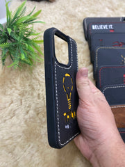 Leather Case for iPhone 12 Mini Back Cover With Think Positive yellow Bulb Cut Art | ZINOSKINS