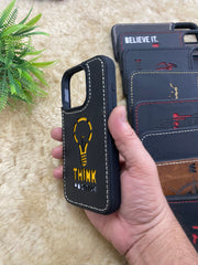 Leather Case for iPhone 12 Mini Back Cover With Think Positive yellow Bulb Cut Art | ZINOSKINS