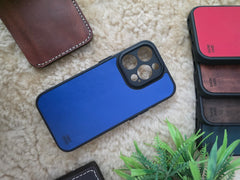 Leather Case for iPhone 13 Pro Back Cover Premium Blue Leather | Zinoskins