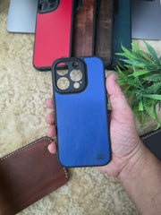 Leather Case for iPhone 13 Pro Back Cover Premium Blue Leather | Zinoskins