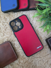 Leather Case for iPhone 13 Pro Back Cover Premium Red Leather | Zinoskins
