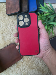 Leather Case for iPhone 13 Pro Back Cover Premium Red Leather | Zinoskins