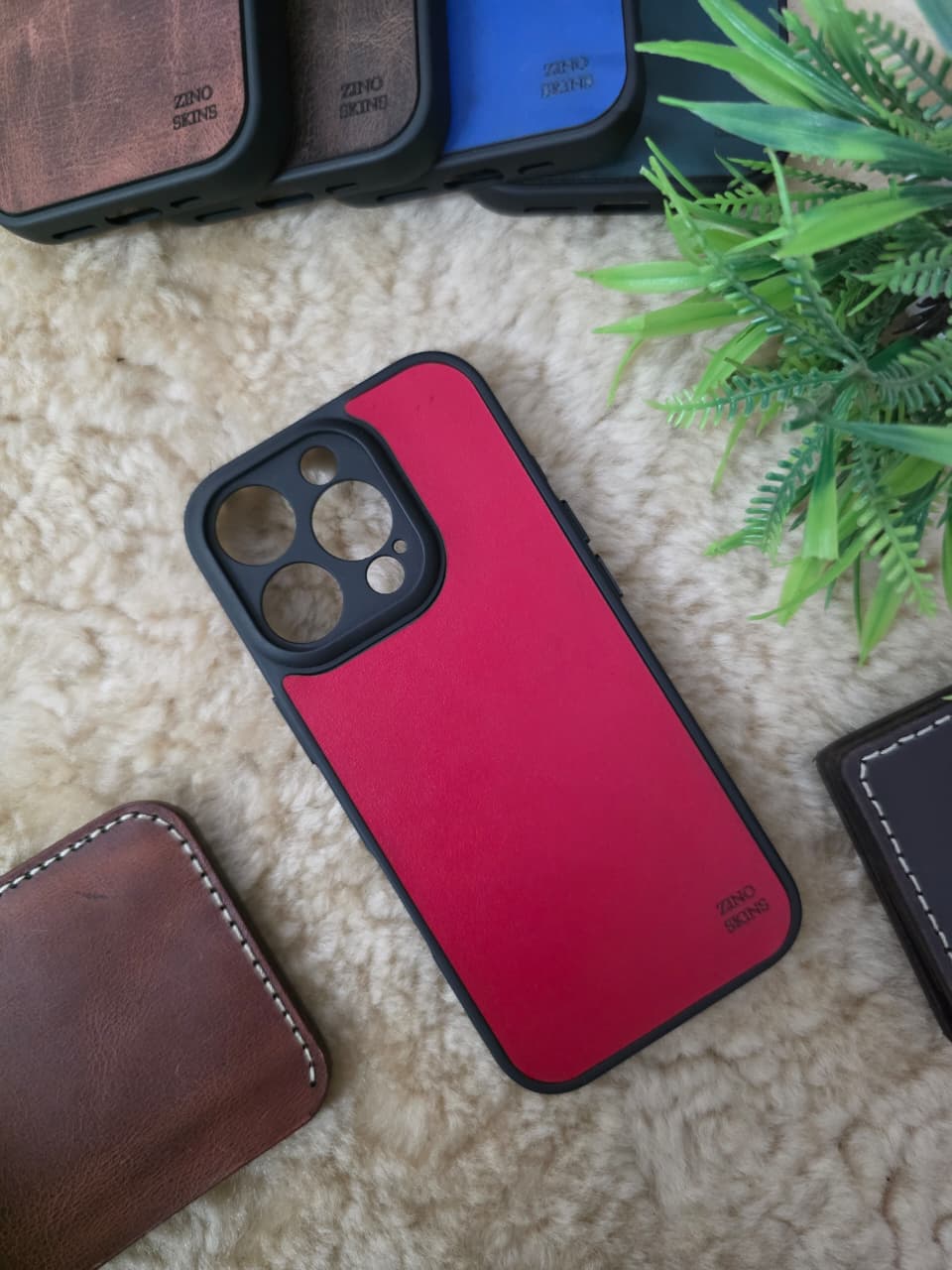 Leather Case for iPhone 13 Pro Back Cover Premium Red Leather | Zinoskins