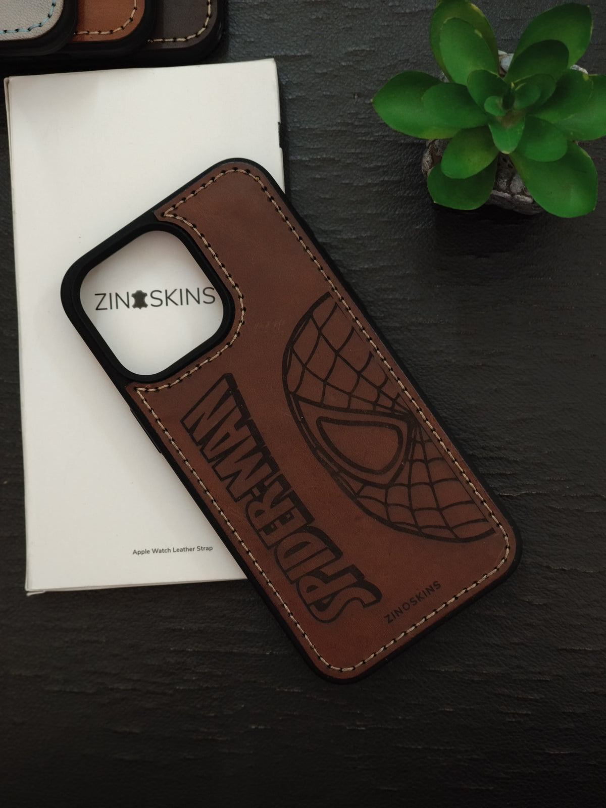 Web Superhero Inspired Leather Phone Case | Handcrafted for iPhone 11–16 Pro Max