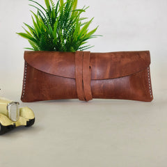 Handmade Tan Leather Sunglass Case – 100% Genuine Leather | ZINOSKINS