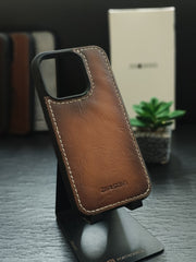 Leather Mobile Cover for Iphone Compatible with Iphone #M101-TAN Edge Ton ( 100% Real Leather )