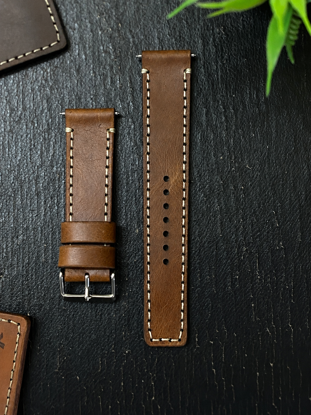 Tan Color Leather Strap Full Stitch Style Band for Watch 18mm 20mm 22mm 24mm 26mm | ZINOSKINS