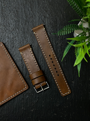 Tan Color Leather Strap Full Stitch Style Band for Watch 18mm 20mm 22mm 24mm 26mm | ZINOSKINS