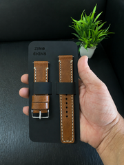 Tan Color Leather Strap Full Stitch Style Band for Watch 18mm 20mm 22mm 24mm 26mm | ZINOSKINS