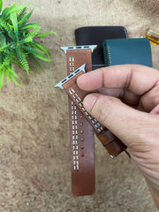 COMBO Tan Color Leather Strap Parallel Style Band for Apple Watch + Same Color Leather Wallet Handmade | ZINOSKINS