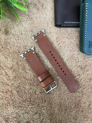 COMBO Tan Color Leather Strap Simple Style Band for Apple Watch + Same Color Leather Wallet Handmade | ZINOSKINS