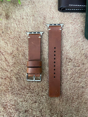 COMBO Tan Color Leather Strap Simple Style Band for Apple Watch + Same Color Leather Wallet Handmade | ZINOSKINS