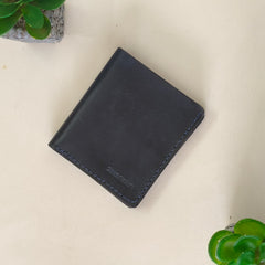 Leather Wallet for Mens Handmade Dark Blue With Blue Thread ( Real Leather )
