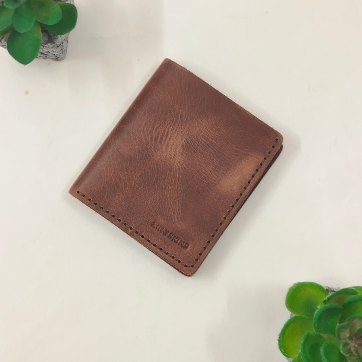 Leather Wallet for Mens Handmade Tan With Tan thread ( Real Leather )