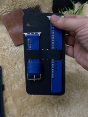 Blue Leather Strap Parallel Stitch Style Straps for Apple Watch Leather Band | ZINOSKINS