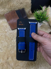 Blue Leather Strap L Stitch Style Straps for Apple Watch Leather Band | ZINOSKINS