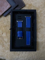 Blue Leather Strap L Stitch Style Straps for Apple Watch Leather Band | ZINOSKINS