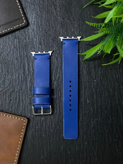 Blue Leather Strap Simple Style Straps for Apple Watch Leather Band | ZINOSKINS