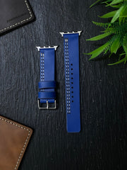 Blue Leather Strap Parallel Stitch Style Straps for Apple Watch Leather Band | ZINOSKINS