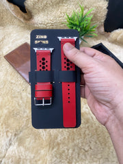 Red Leather Strap N Band Style Straps for Apple Watch Leather Band | ZINOSKINS
